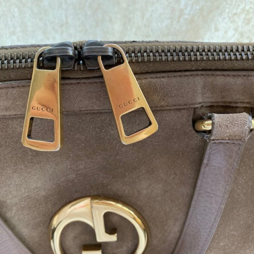 Gucci Tan Suede 1973 Top Handle Satchel - Picture 2 of 16
